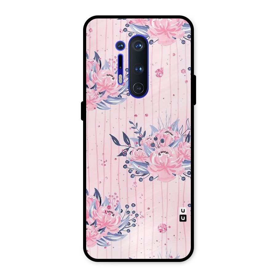 Pink Floral and Stripes Metal Back Case for OnePlus 8 Pro