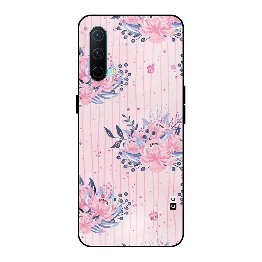 Pink Floral and Stripes Metal Back Case for OnePlus Nord CE 5G