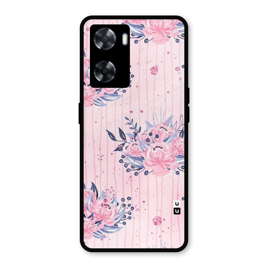 Pink Floral and Stripes Metal Back Case for OnePlus Nord N20 SE