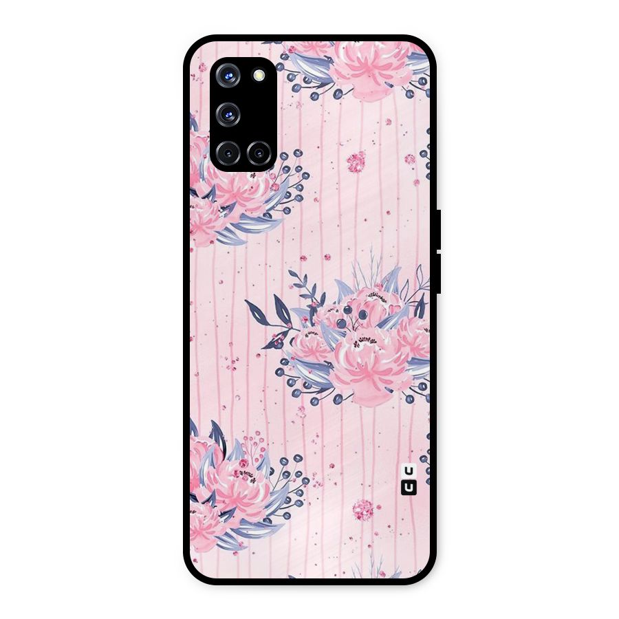 Pink Floral and Stripes Metal Back Case for Oppo A52