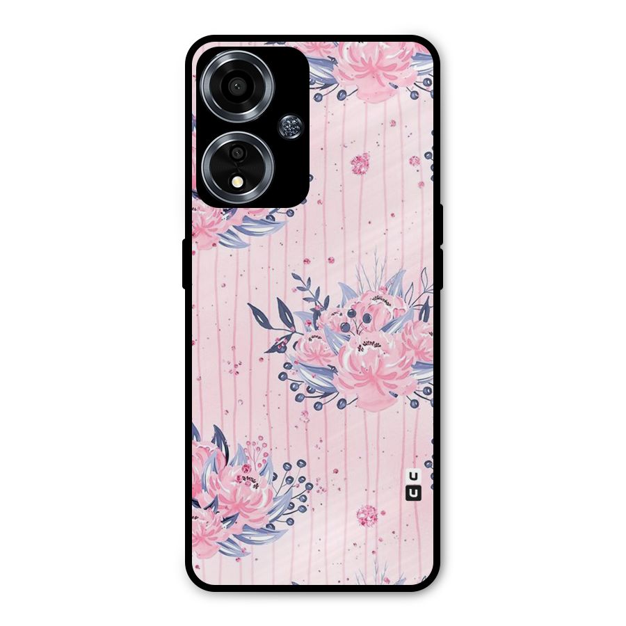 Pink Floral and Stripes Metal Back Case for Oppo A59