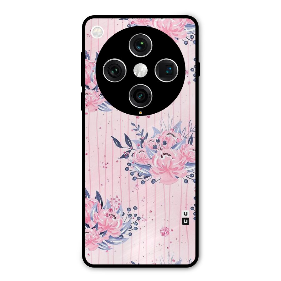 Pink Floral and Stripes Metal Back Case for Oppo Find X8 Pro