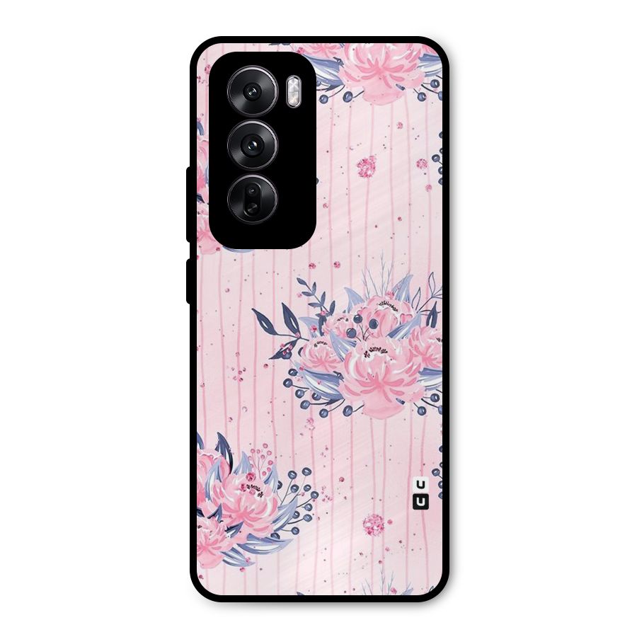 Pink Floral and Stripes Metal Back Case for Oppo Reno12