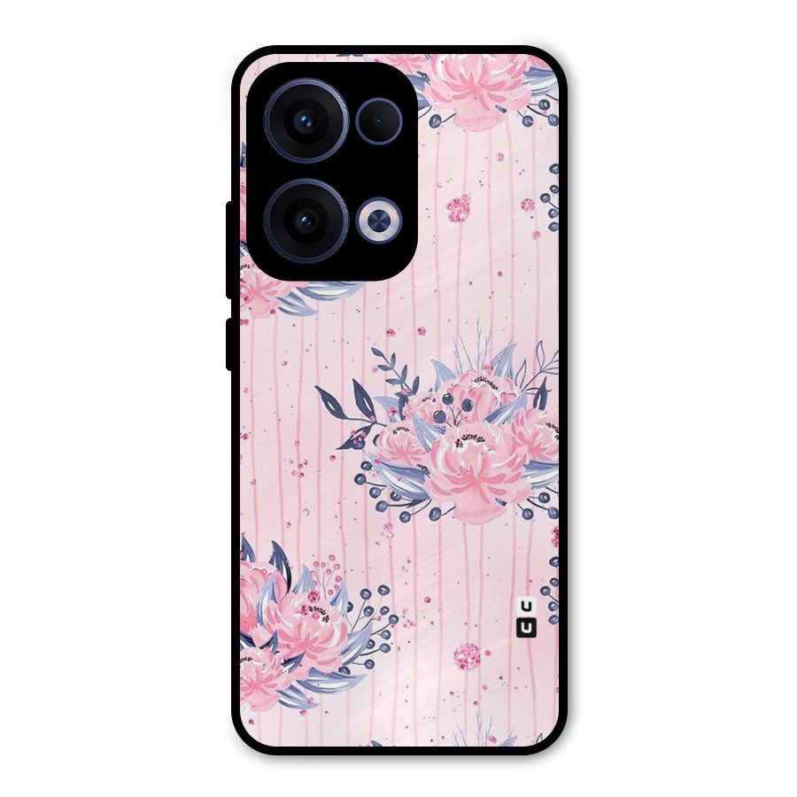 Pink Floral and Stripes Metal Back Case for Oppo Reno13