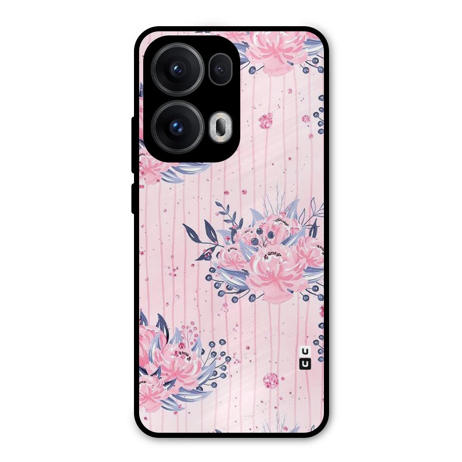 Pink Floral and Stripes Metal Back Case for Oppo Reno13 Pro