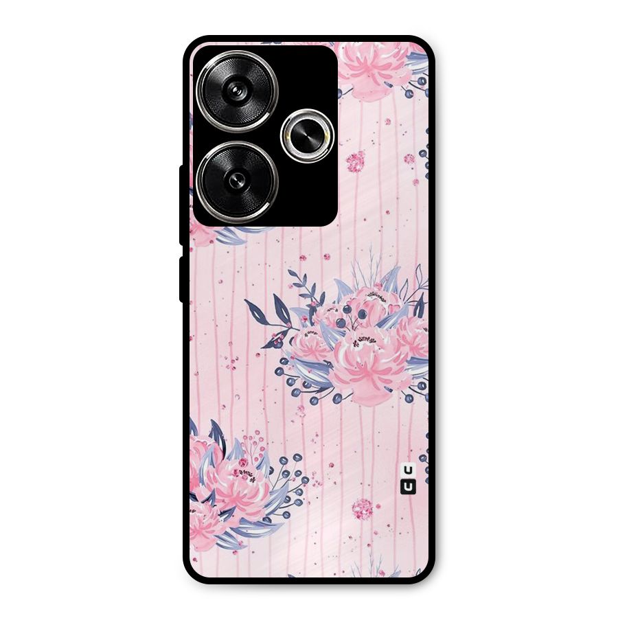 Pink Floral and Stripes Metal Back Case for Poco F6
