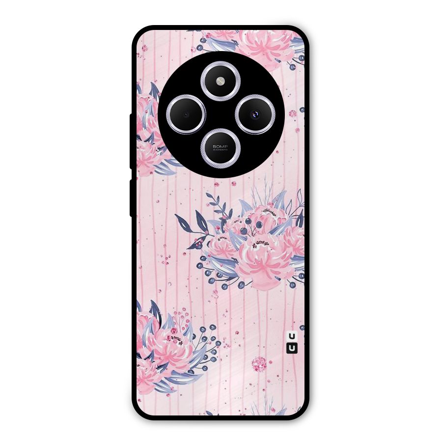 Pink Floral and Stripes Metal Back Case for Poco M7