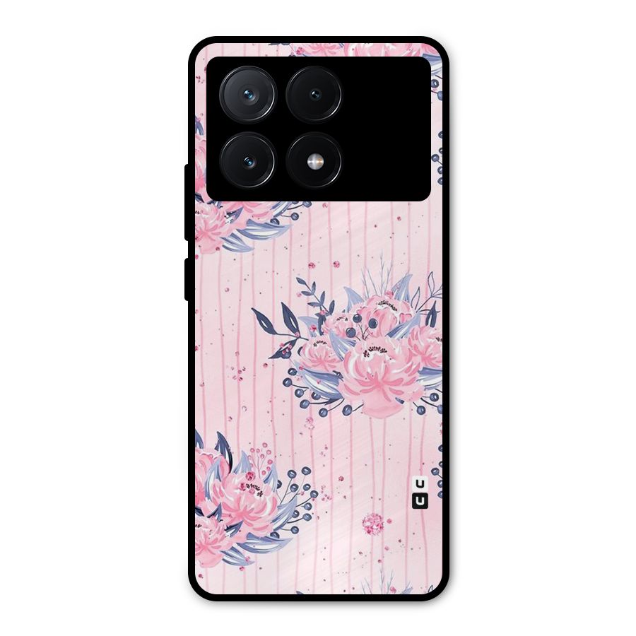 Pink Floral and Stripes Metal Back Case for Poco X6 Pro