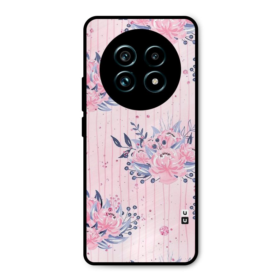Pink Floral and Stripes Metal Back Case for Realme 13 Pro Plus