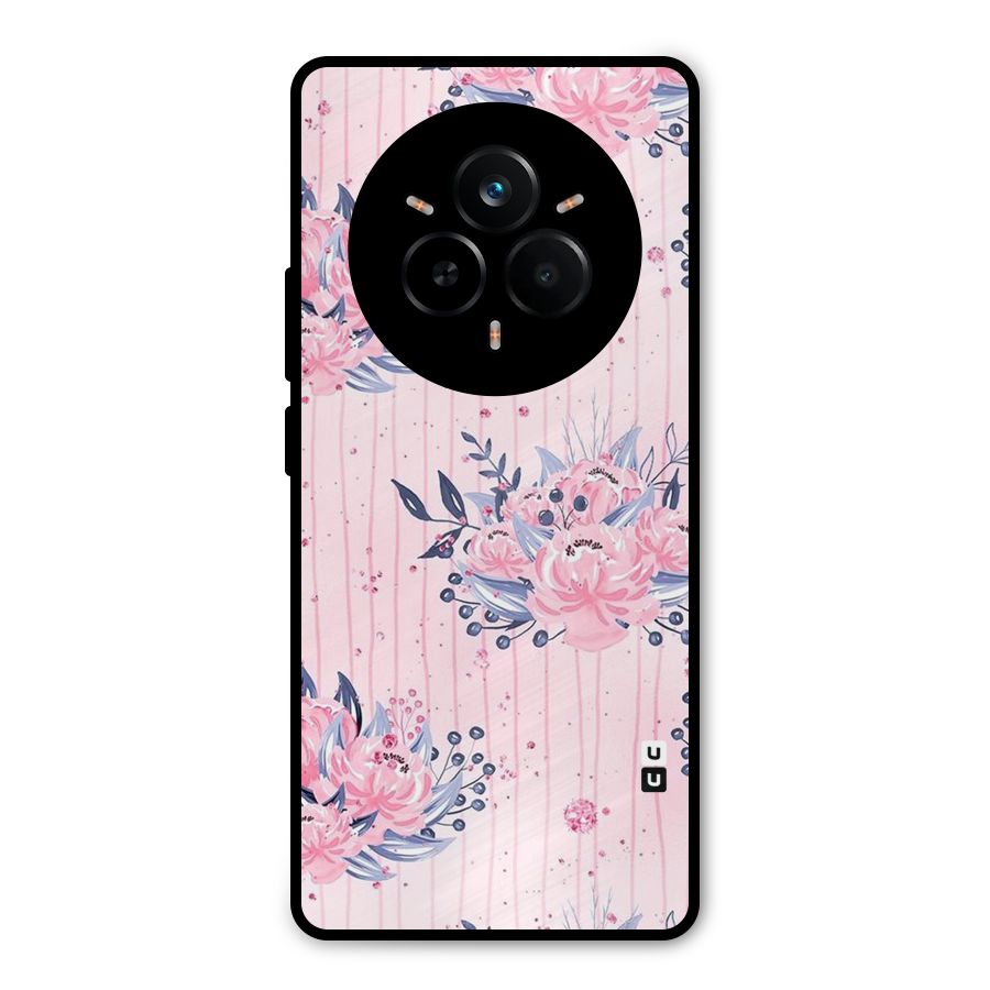 Pink Floral and Stripes Metal Back Case for Realme 14 Pro
