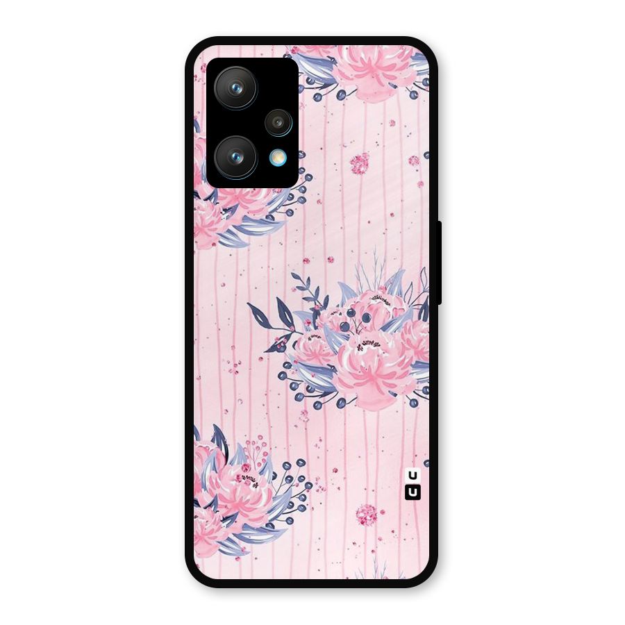 Pink Floral and Stripes Metal Back Case for Realme 9 Pro Plus 5G