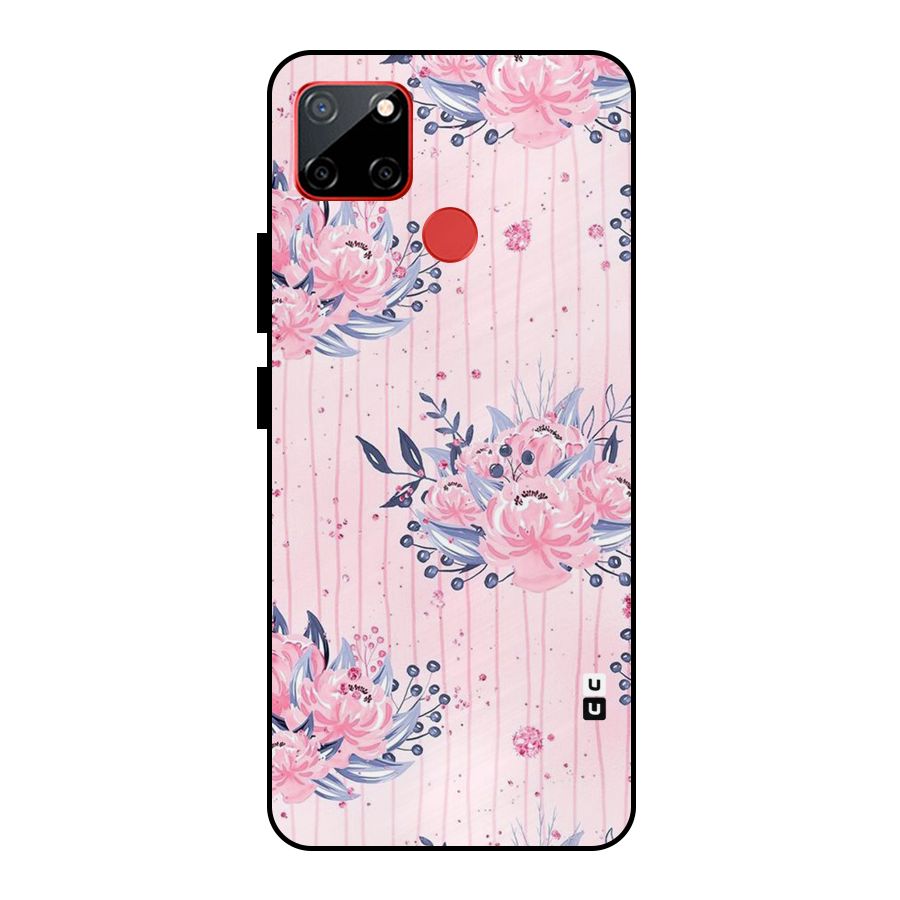 Pink Floral and Stripes Metal Back Case for Realme C12