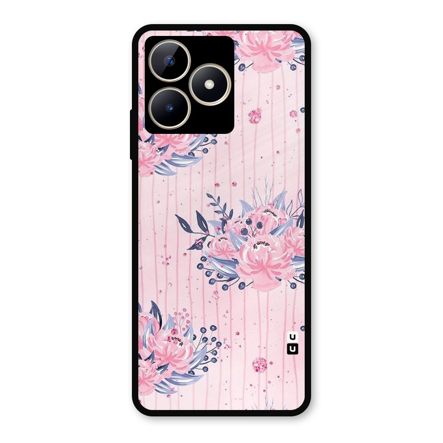 Pink Floral and Stripes Metal Back Case for Realme C53