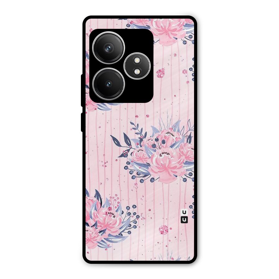Pink Floral and Stripes Metal Back Case for Realme GT 6T