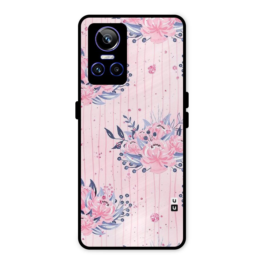 Pink Floral and Stripes Metal Back Case for Realme GT Neo 3