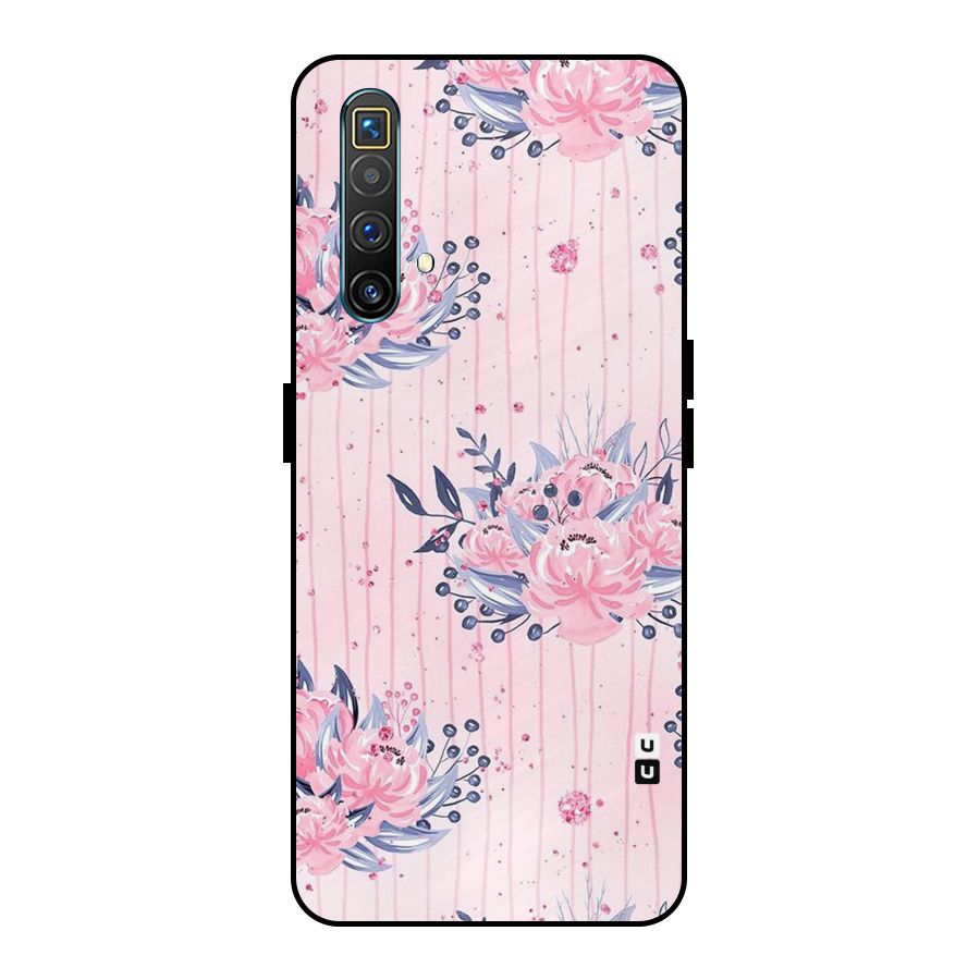 Pink Floral and Stripes Metal Back Case for Realme X3