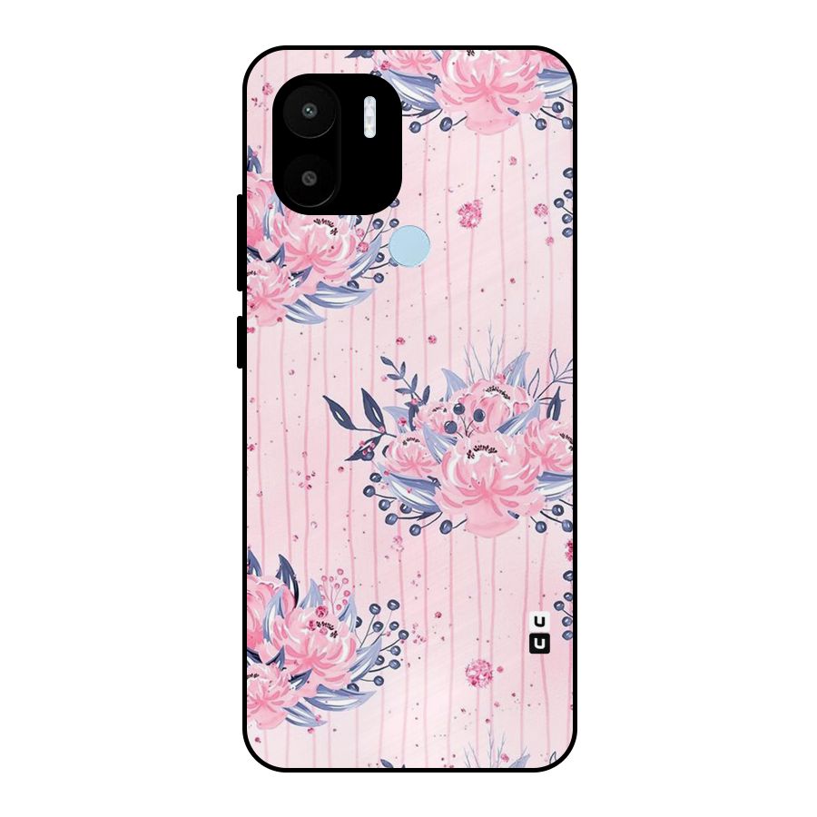 Pink Floral and Stripes Metal Back Case for Redmi A1+