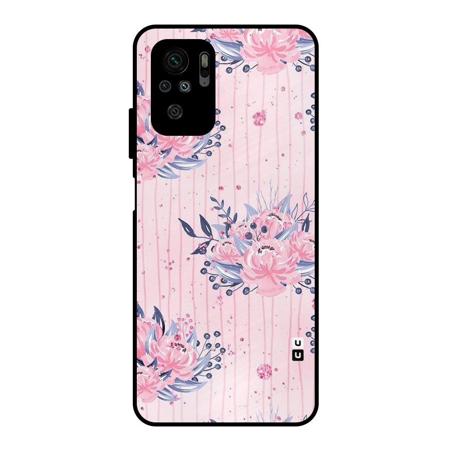 Pink Floral and Stripes Metal Back Case for Redmi Note 10S