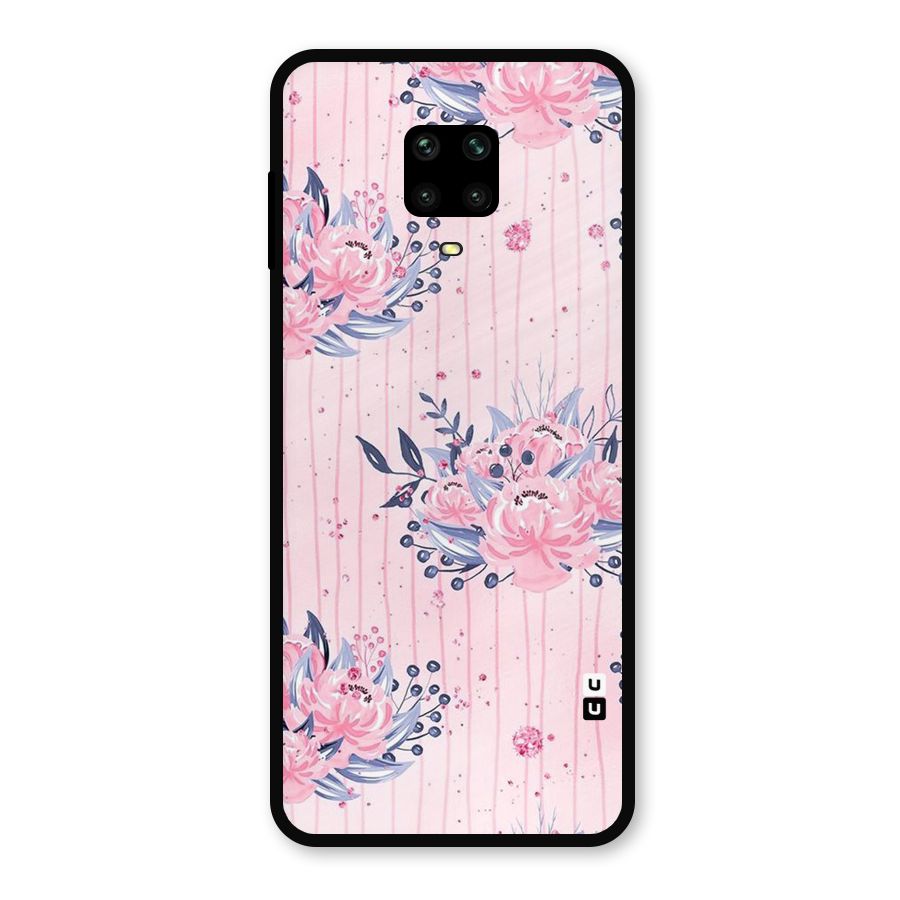 Pink Floral and Stripes Metal Back Case for Redmi Note 10 Lite