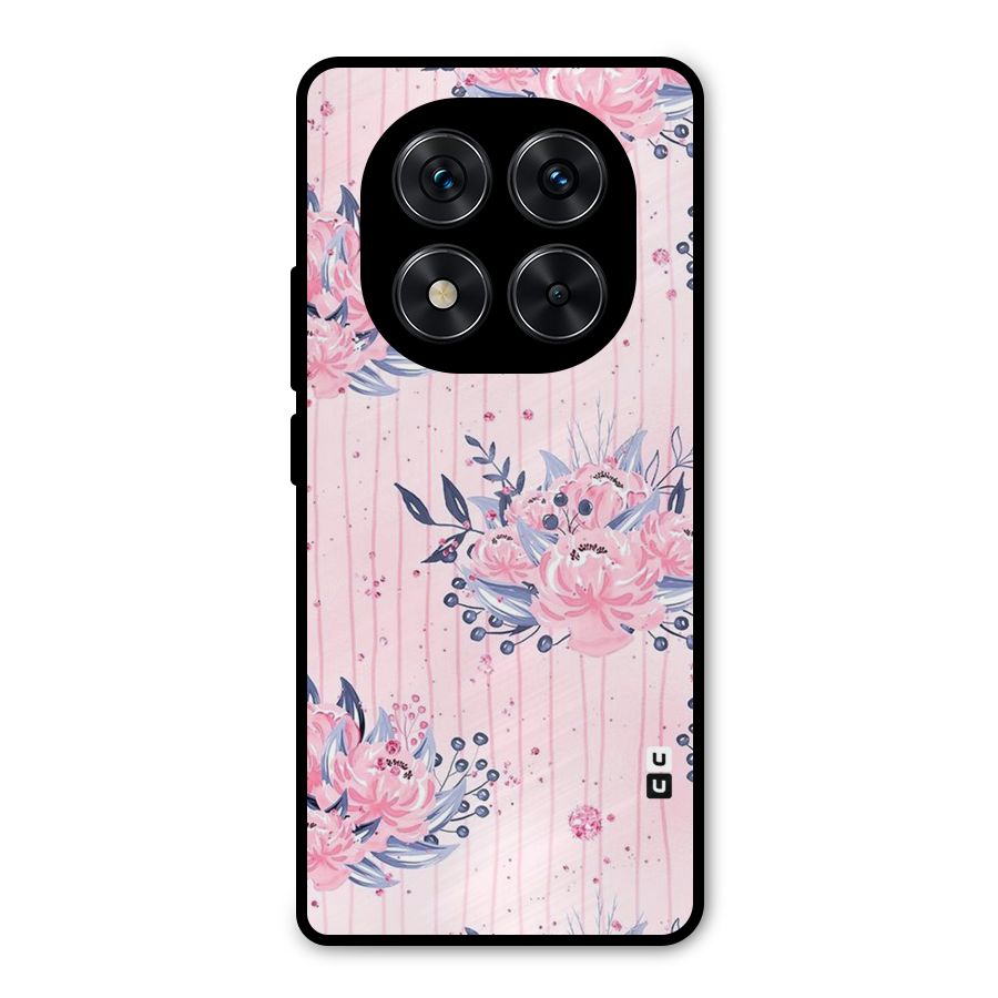 Pink Floral and Stripes Metal Back Case for Redmi Note 14 Pro 5G