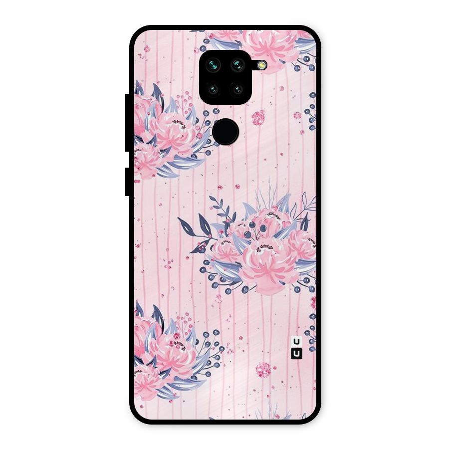 Pink Floral and Stripes Metal Back Case for Redmi Note 9