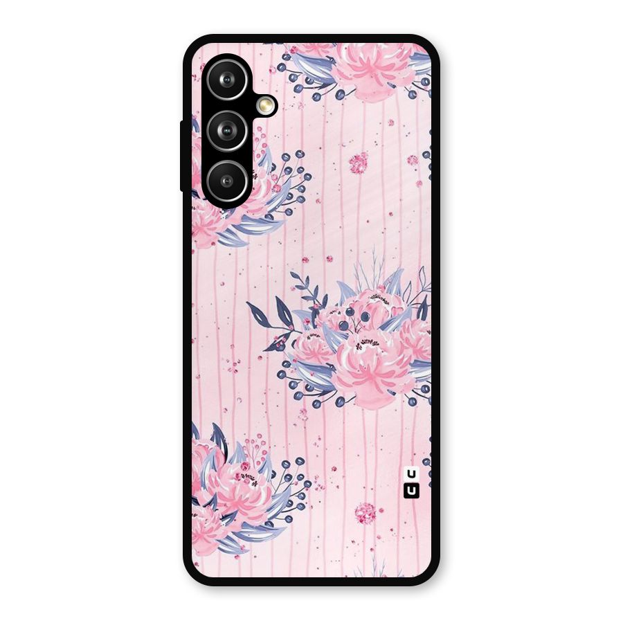 Pink Floral and Stripes Metal Back Case for Samsung Galaxy M54