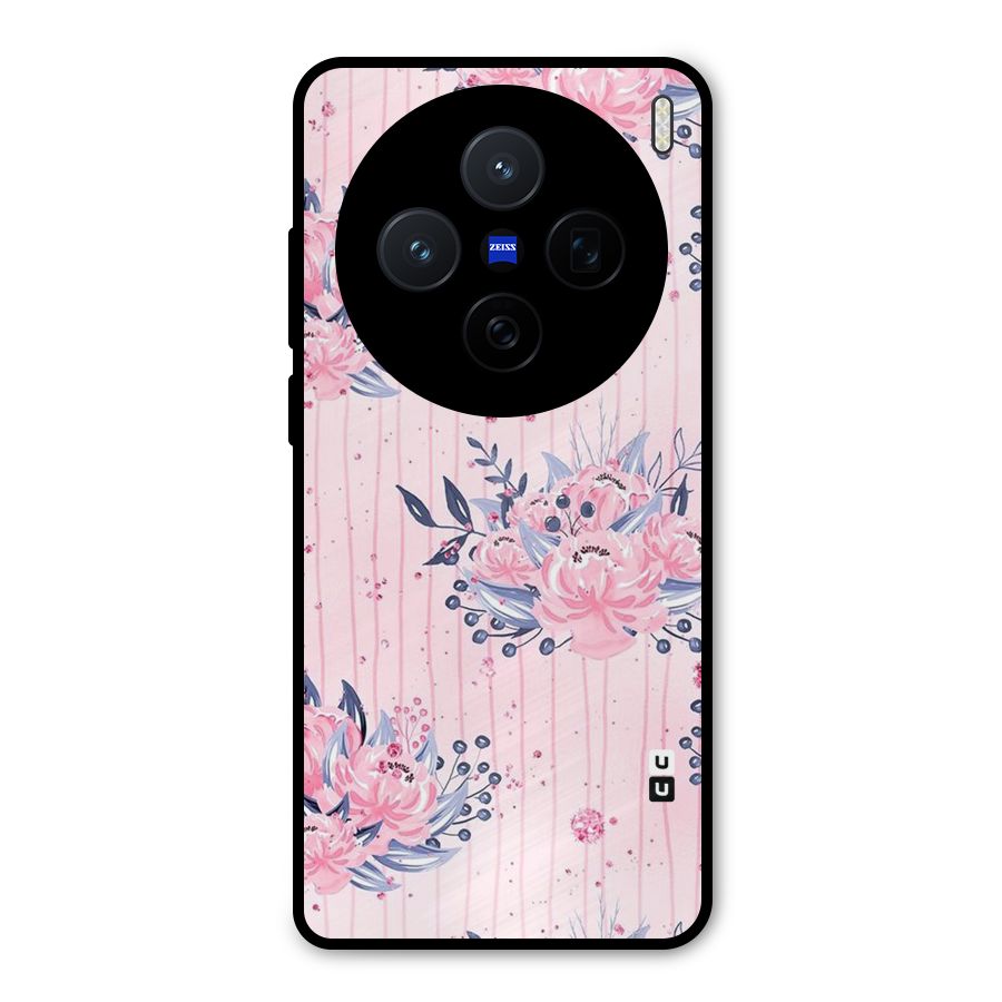 Pink Floral and Stripes Metal Back Case for Vivo X200