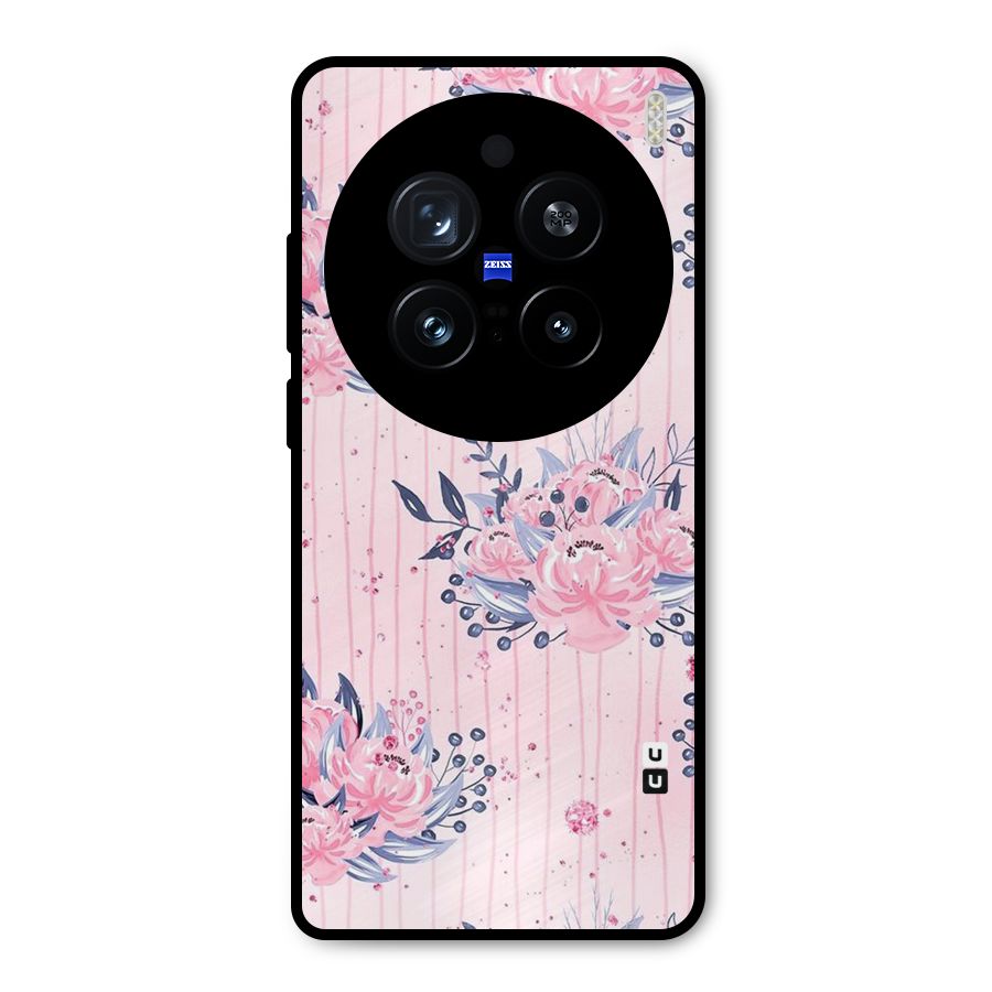 Pink Floral and Stripes Metal Back Case for Vivo X200 Pro