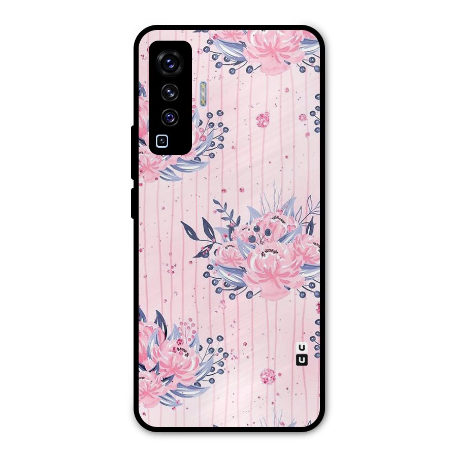 Pink Floral and Stripes Metal Back Case for Vivo X50