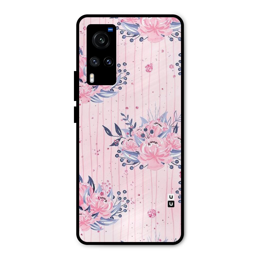 Pink Floral and Stripes Metal Back Case for Vivo X60