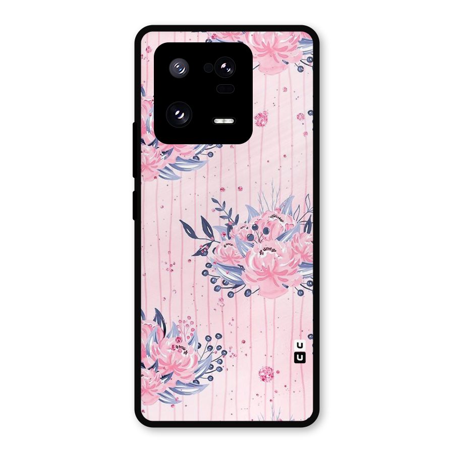 Pink Floral and Stripes Metal Back Case for Xiaomi 13 Pro