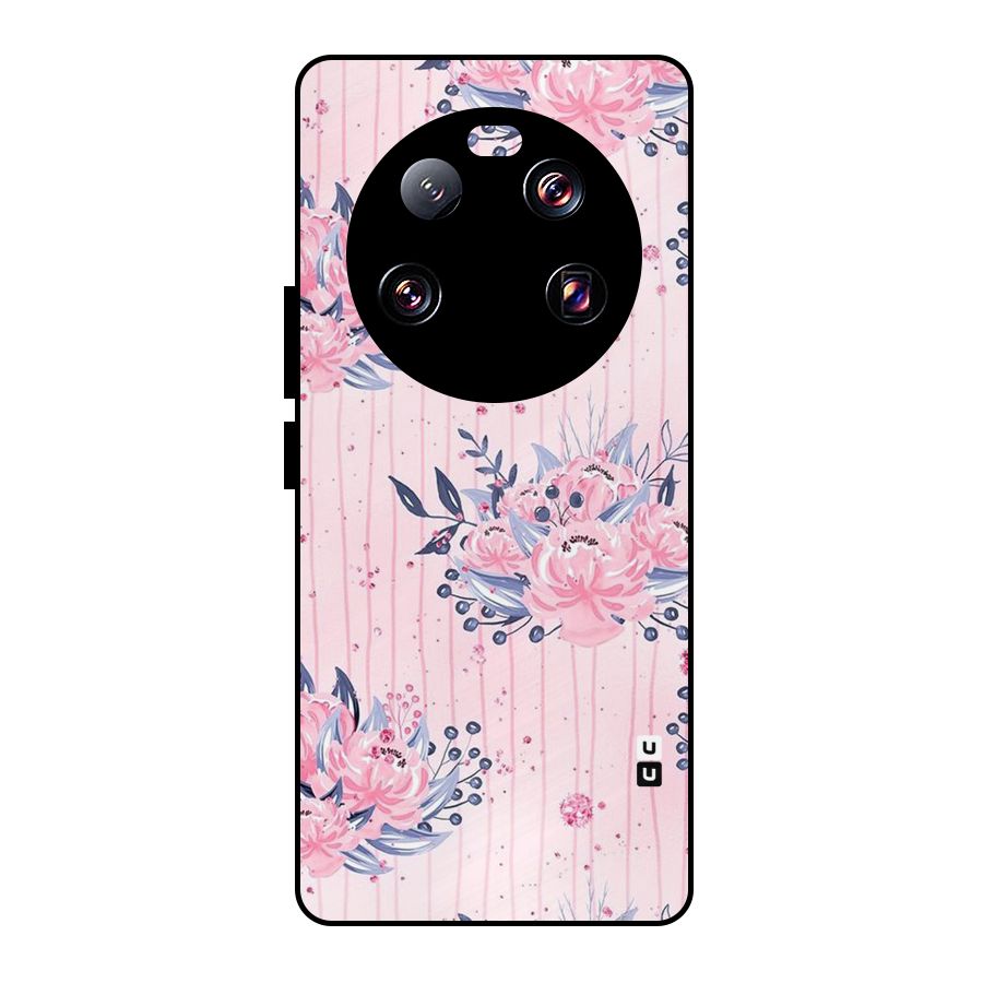 Pink Floral and Stripes Metal Back Case for Xiaomi 13 Ultra