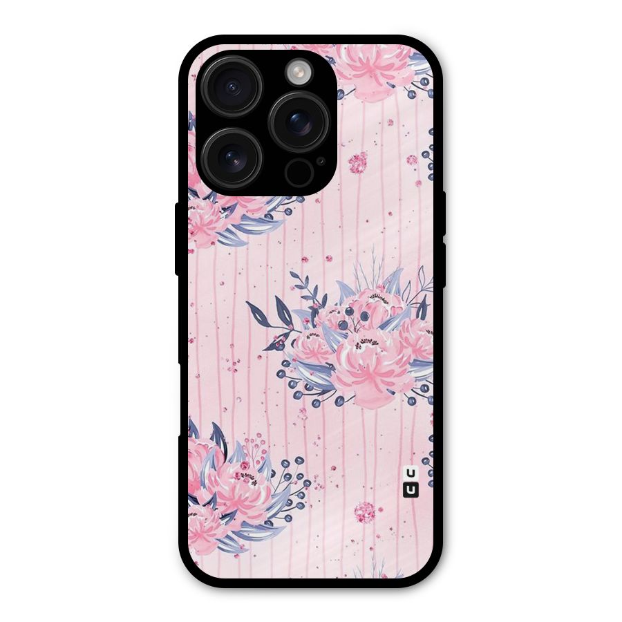 Pink Floral and Stripes Metal Back Case for iPhone 16 Pro