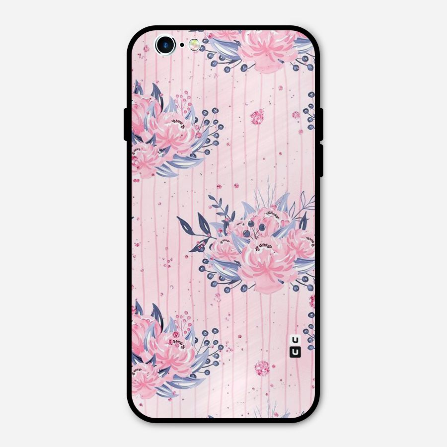 Pink Floral and Stripes Metal Back Case for iPhone 6 6s