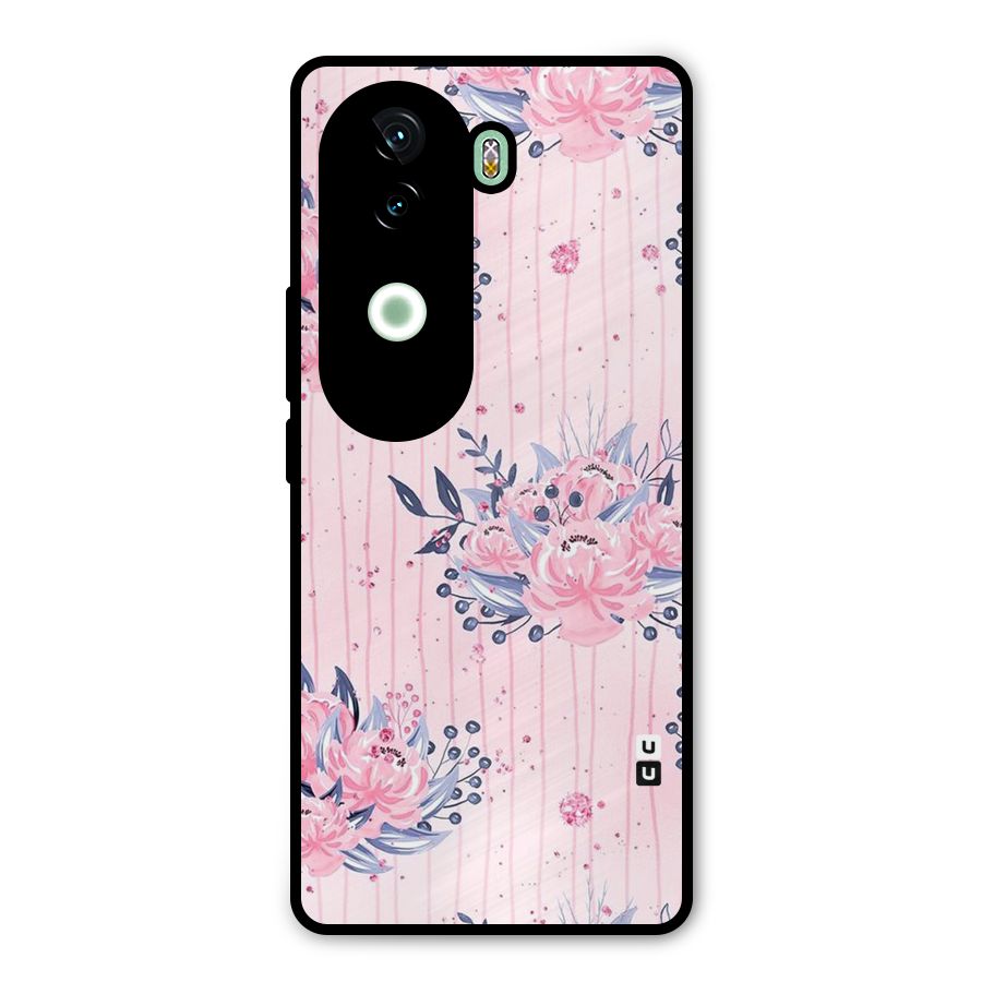 Pink Floral and Stripes Metal Back Case for iQOO Z9s