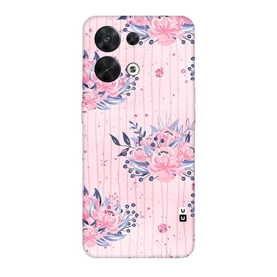 Pink Floral and Stripes Original Polycarbonate Back Case for Oppo Reno8 5G