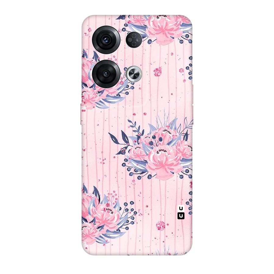 Pink Floral and Stripes Original Polycarbonate Back Case for Oppo Reno8 Pro 5G