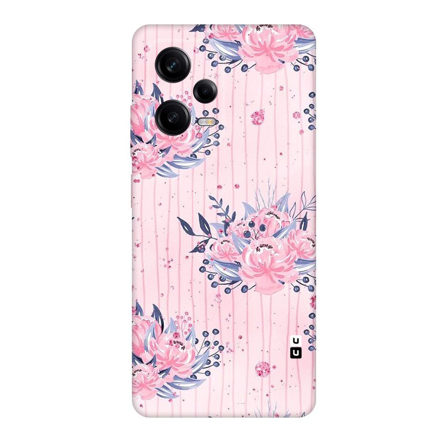 Pink Floral and Stripes Original Polycarbonate Back Case for Redmi Note 12 Pro