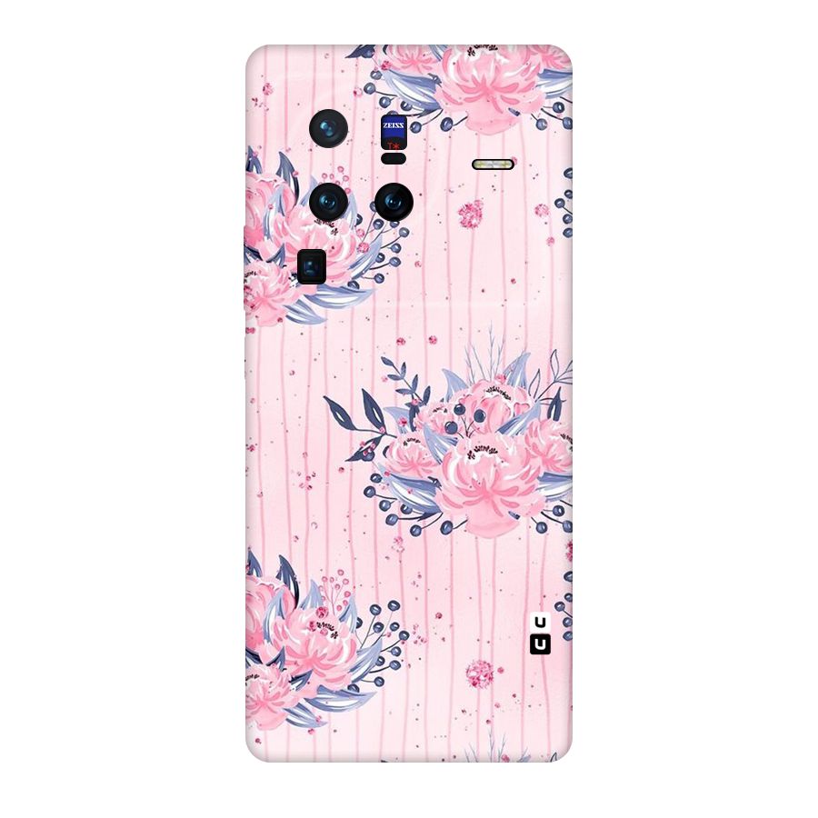 Pink Floral and Stripes Original Polycarbonate Back Case for Vivo X80