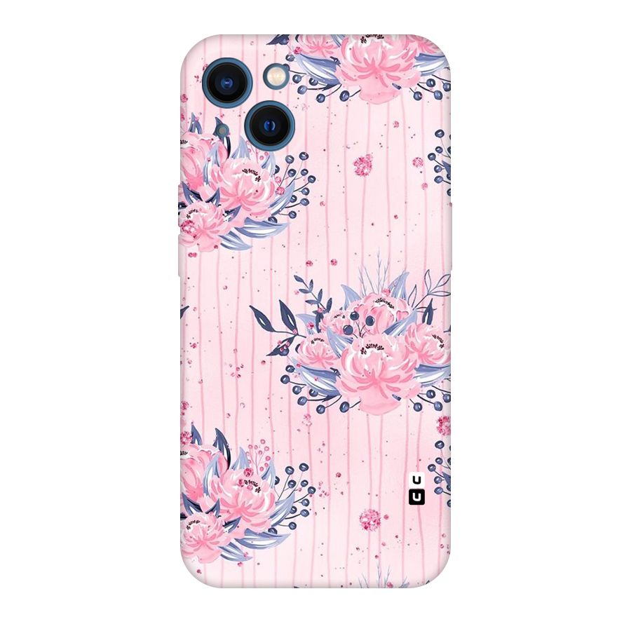 Pink Floral and Stripes Original Polycarbonate Back Case for iPhone 13