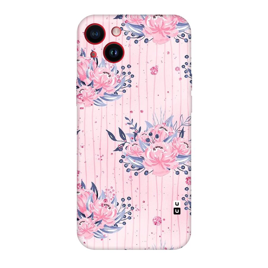 Pink Floral and Stripes Original Polycarbonate Back Case for iPhone 14 Plus