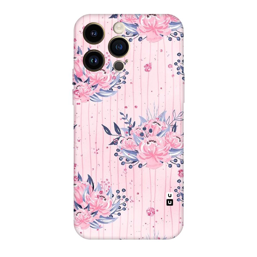 Pink Floral and Stripes Original Polycarbonate Back Case for iPhone 14 Pro Max