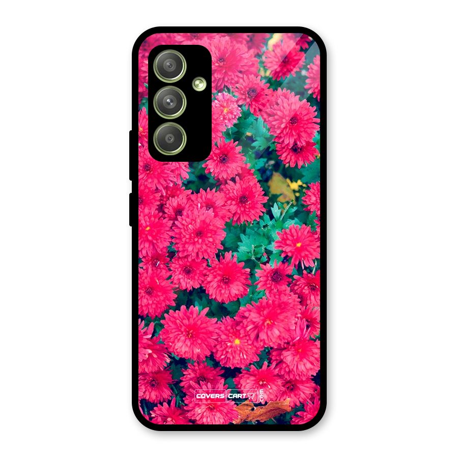 Pink Flowers Glass Back Case for Galaxy A54