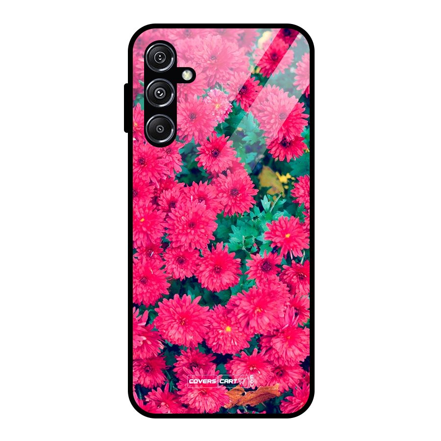 Pink Flowers Glass Back Case for Galaxy M34 5G