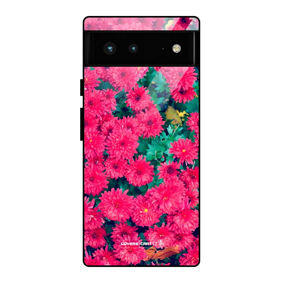 Pink Flowers Glass Back Case for Google Pixel 6