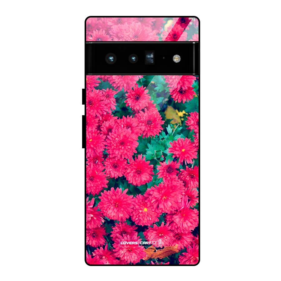 Pink Flowers Glass Back Case for Google Pixel 6 Pro