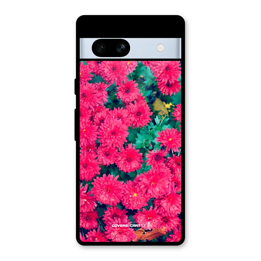 Pink Flowers Glass Back Case for Google Pixel 7a