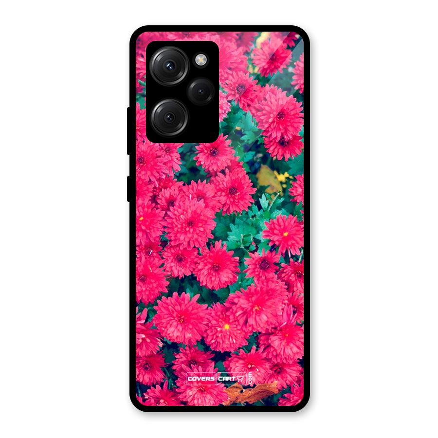 Pink Flowers Glass Back Case for Poco X5 Pro