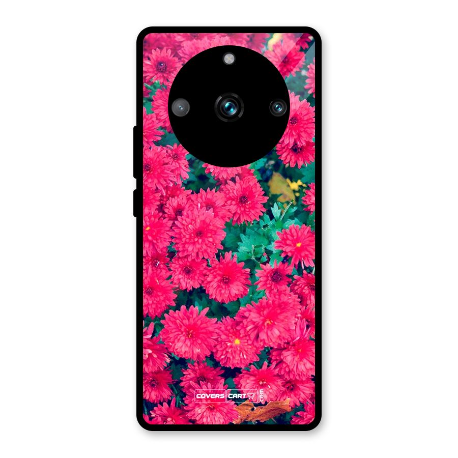 Pink Flowers Glass Back Case for Realme 11 Pro