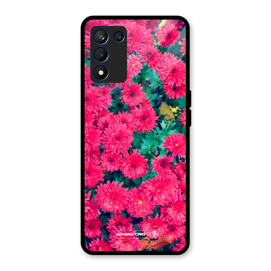 Pink Flowers Glass Back Case for Realme 9 5G Speed